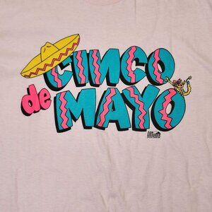 Vintage Pink "Cinco De Mayo" Vintage Cotton T-Shirt, Women's Large